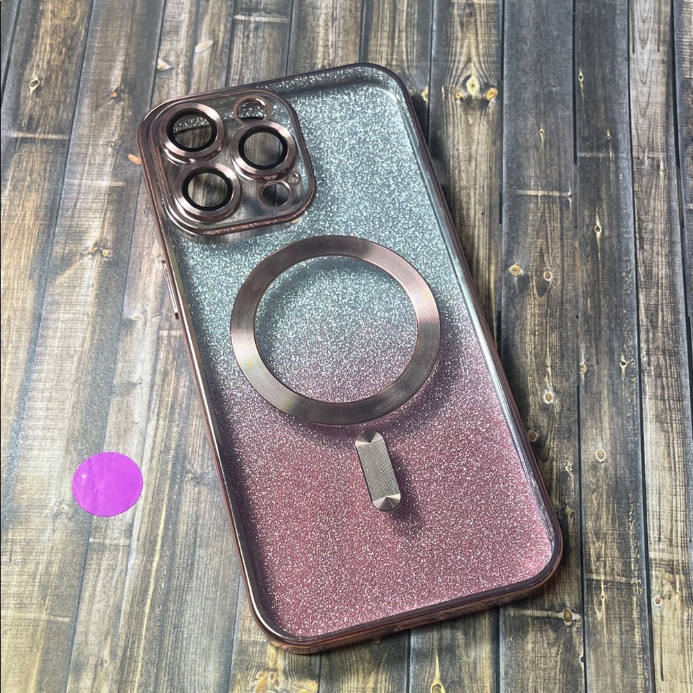 5for$10 Rose Gold 15 Pro Max Pink And Silver Glitter Background Phone Case NWT